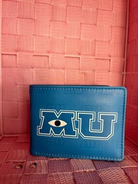 Blue MU Logo Leather Bi-Fold Wallet